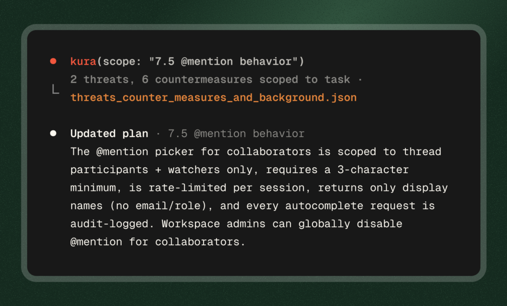 Blog inner Kura Agents plan with Kura Introducing Kura: Adaptive Security Context built for secure agentic coding